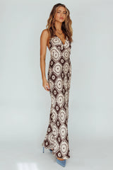 Lavara Halterneck Midi Dress Floral Chocolate