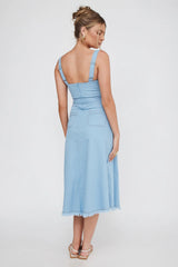 Zenyl Raw Hem Midi Dress Blue