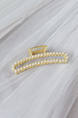 Ellie Pearl Square Claw Gold