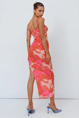 Gabrielle Laced Bodice Midi Dress Pink