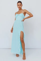 Jayna Ruffle Trim Split Dress Mint