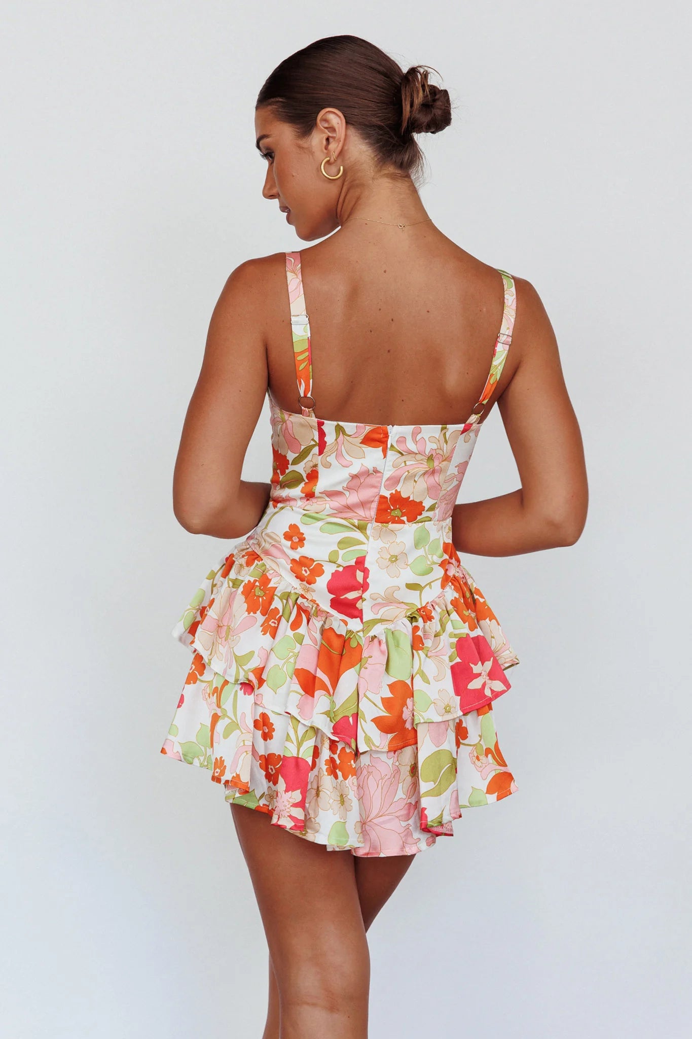 Tuscan Summer Flounce Romper Floral White