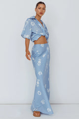 Light Aura Maxi Skirt Print Blue White