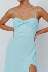 Jayna Ruffle Trim Split Dress Mint